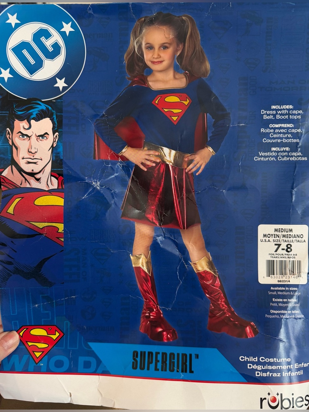 Supergirl Childs Halloween Costume Dress Medium Rubies Superhero DC Comics